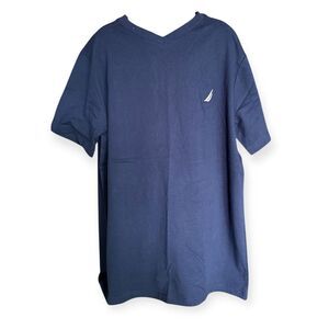 NWT Youth Boys Nautica Navy Blue Sport V Neck Tee Shirt - Sz L 14/16